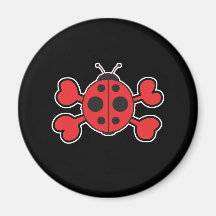 ladybug Skull red Crossbones Fridge Magnet