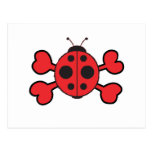 ladybug Skull red Crossbones postcards