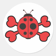 ladybug Skull red Crossbones Round Sticker