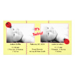 Ladybug Twins Birth Announcement Custom Photo Card