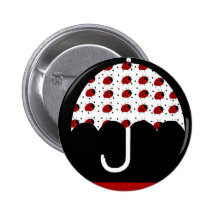 Ladybug Umbrella Design Pinback Button