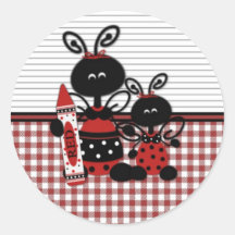 Ladybugs with Crayon Gingham Sticker