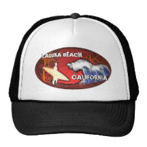 Laguna Beach California surfer waves art hat