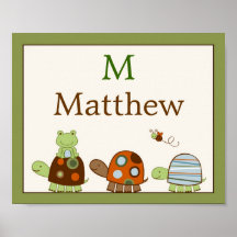 Laguna Turtle Frog Nursery Wall Art Name Print