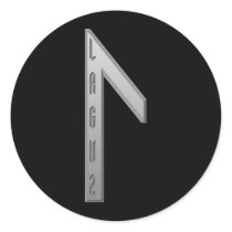 Laguz Rune grey Round Sticker