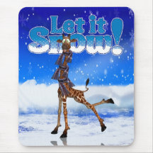 Laissez lui neiger girafe Mousepad/tapis de souris