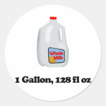 Lait, 1 gallon, 128 onces liquides autocollants ronds
