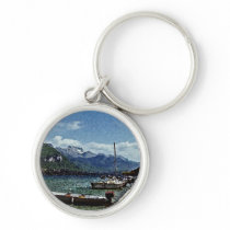 Lake Boats and Mountains in Annecy France Key Chain