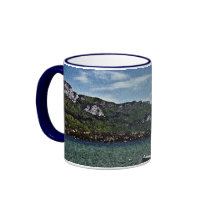 Lake Boats and Mountains in Annecy France Mug