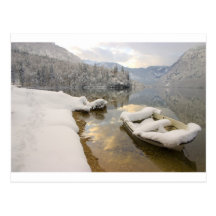 Lake Bohinj in winter, Slovenia Postcard