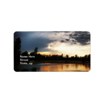 Lake Dark Blue Clouds Sky Address Label
