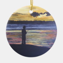 Lake fishing christmas tree ornament