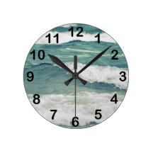 Lake Michigan Rolling Waves Round Wall Clock