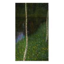 Lakeshore with Birches - Gustav Klimt Business Card Templates