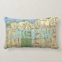 LAKEVIEW: New Orleans Map Throw Pillows
