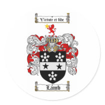 LAMB FAMILY CREST -  LAMB COAT OF ARMS STICKERS