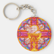 Lamb of God stained glass Key Chain