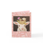 Lamb with two baby cardinals notecard