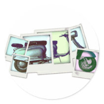 lambretta photo montage round stickers