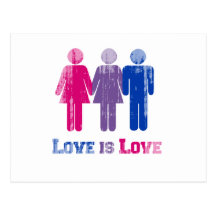L'amour bisexuel est amour affligé carte postale