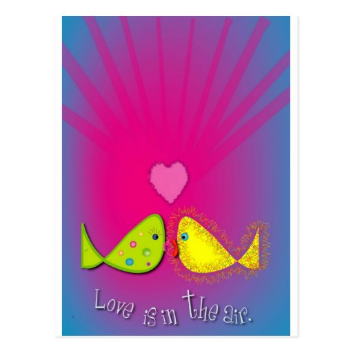 L'amour est dans le ciel - pêchez dans l'amour carte postale