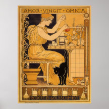 L'amour vintage de Nouveau d'art conquiert tout le Poster