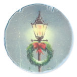 LAMP POST & WREATH by SHARON SHARPE Round Sticker