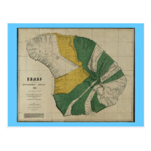 Lanai, 1878, Vintage Hawaii Map Postcards