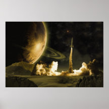Lancement vintage de Rocket Affiche