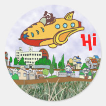 Land-a Panda Round Stickers