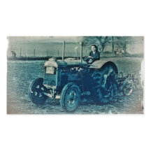 Land Army Woman Driving Tractor Business Card Template