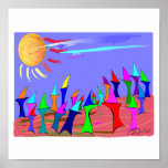 Land Sharks Playing On The Beach Print