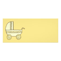 Landau jaune de bébé invitations personnalisables
