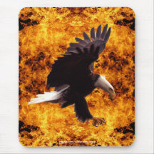 Landing Bald Eagle & Fire Wildlife Mousepad