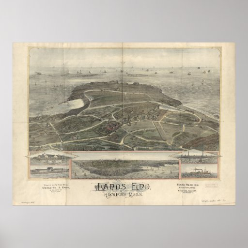 Lands End Mass. 1880s Antique Panoramic Map Print