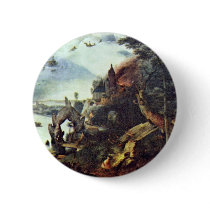 Landscape And Temptation Of St. Anthony By Bruegel Pinback Button