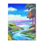 Landscape River Painting Art - Multi postcards