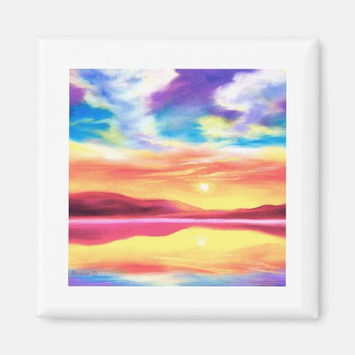 Landscape Sunset Lake Scene - Multi Refrigerator Magnets