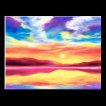Landscape Sunset Lake Scene - Multi postcards