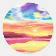 Landscape Sunset Lake Scene - Multi Stickers