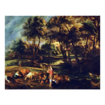 Landscape With Cows And Ducks Hunters By Rubens Personalized Invitation