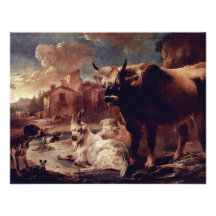 Landscape With Herd By Roos Philipp Peter Custom Announcements