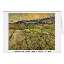 Landscape With Plowed Fields By Vincent Van Gogh Cards