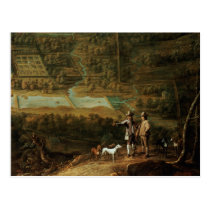Landscape with sportsmen postcards