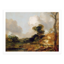 Landscape with Stream and Weir (oil on canvas) postcards