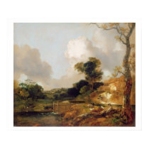 Landscape with Stream and Weir (oil on canvas) posters
