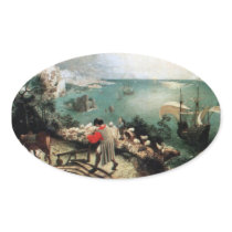 Landscape with the Fall of Icarus - 1558 Oval Sticker