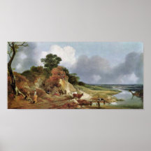 Landscape with the village by Thomas Gainsborough Print