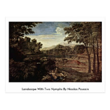 Landscape With Two Nymphs By Nicolas Poussin Post Card