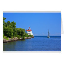 Landscapes and Lighthouses - Sailing into the Blue Greeting Card